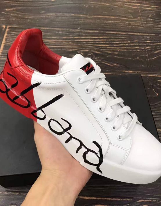 dolce and gabbana red and white sneakers