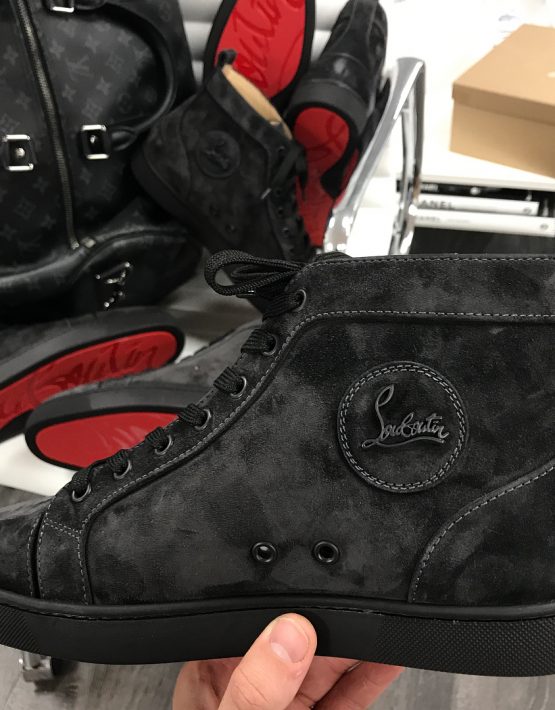LOUBOUTIN HIGH TOP BLACK SUEDE 