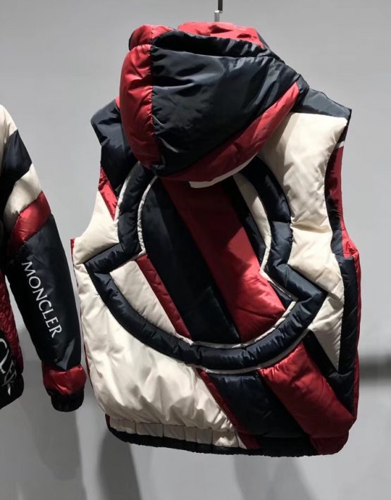 red moncler body warmer