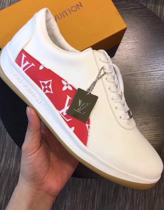 LV White Sneaker Supreme Red – billionairemart