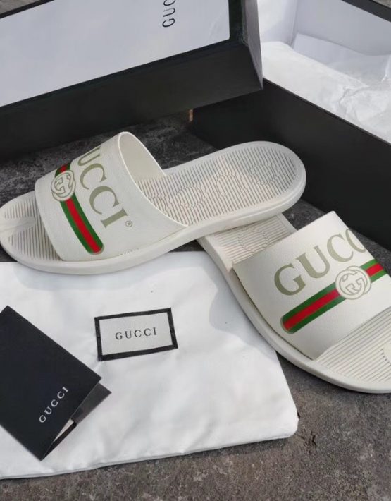 white gucci slippers