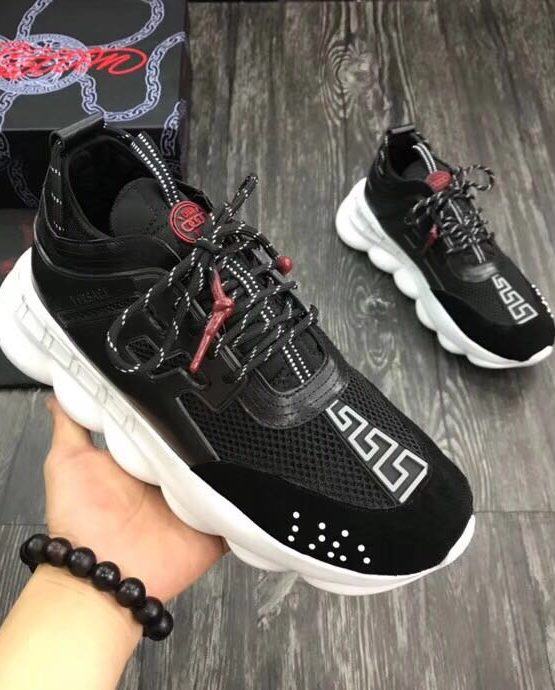 black versace chain reaction sneakers