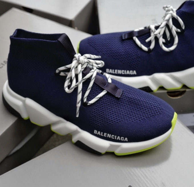 balenciaga speed lace up blue