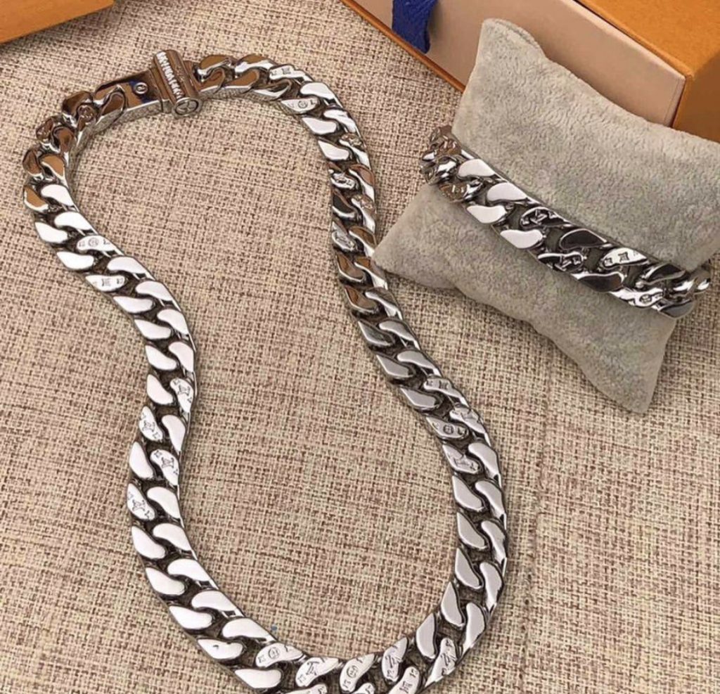 Louis Vuitton Chain Links Necklace and Bracelet Set – billionairemart