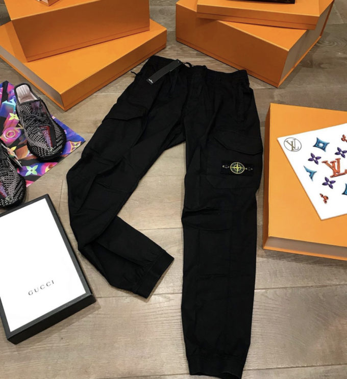 stone island logo patch track pants