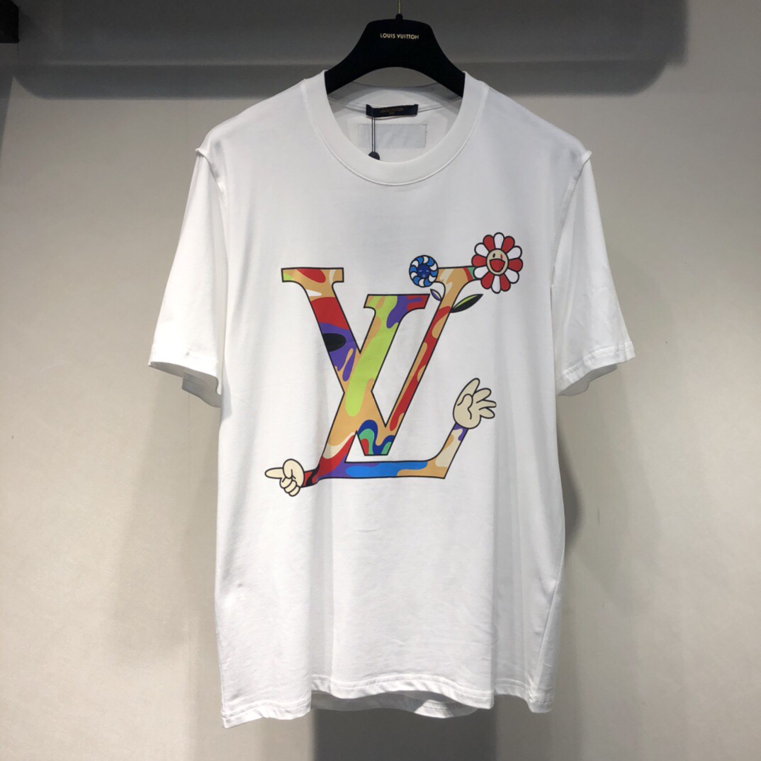 Authentic+Louis+Vuitton+Allover+Logos+Printed+T-shirt+Black+Size+M for sale  online