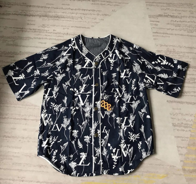 louis vuitton lv leaf denim baseball shirt