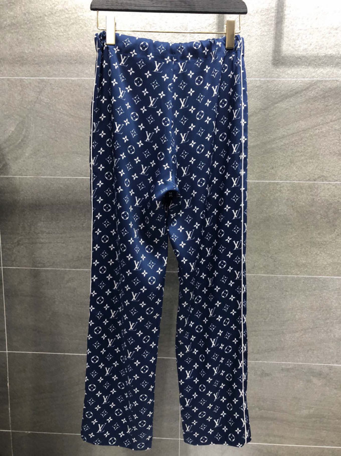 Louis Vuitton Inverted Mahina Monogram Pajama Pants, Navy, 36
