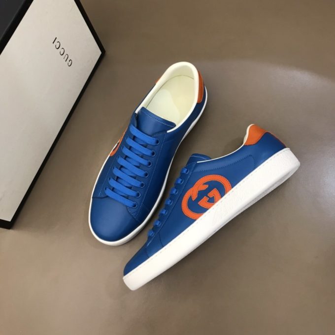 gucci navy blue leather high top sneakers