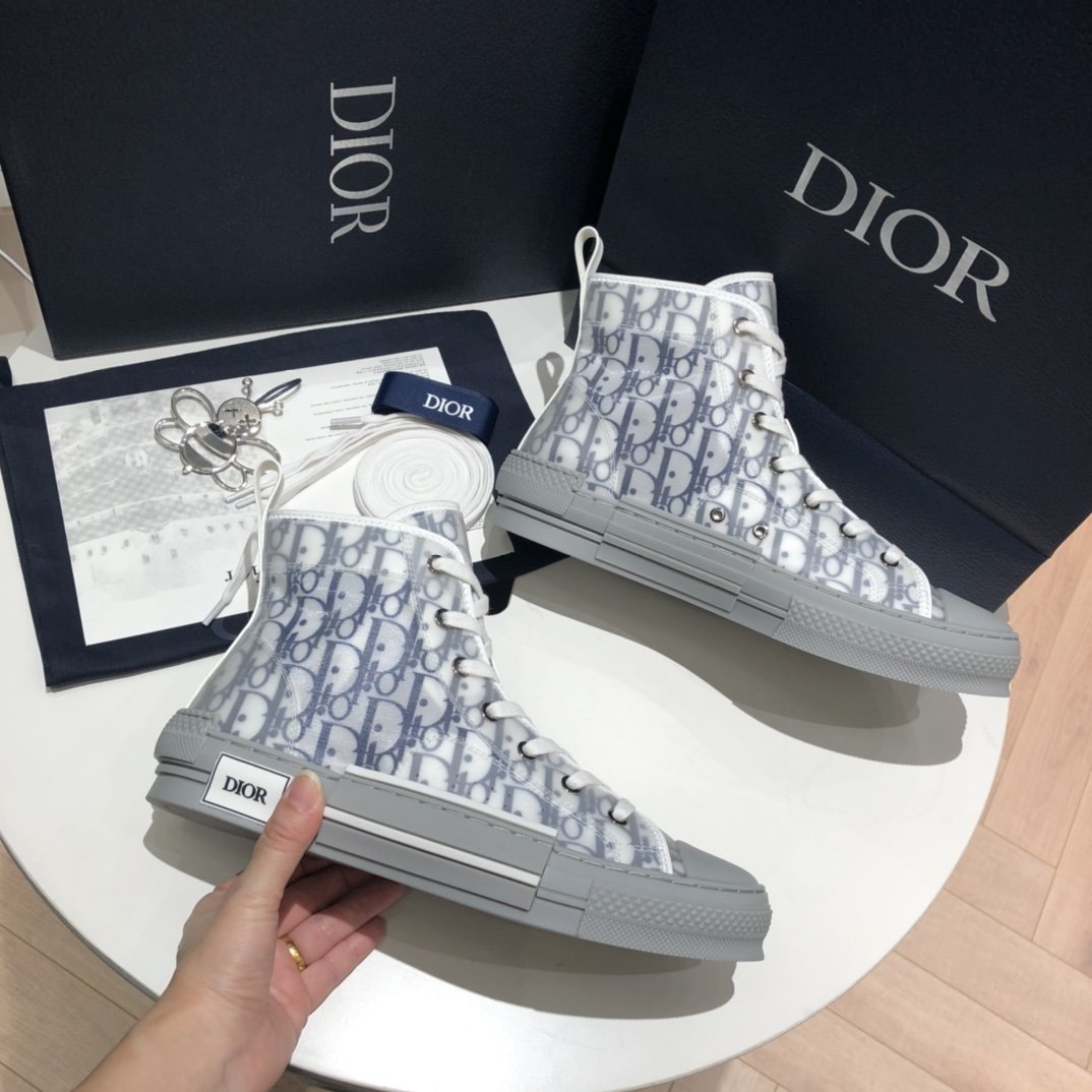Dior B23 Navy Blue Oblique Canvas High Top Sneaker – billionairemart