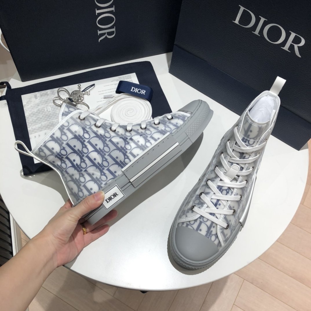 Dior B23 Navy Blue Oblique Canvas High Top Sneaker – billionairemart