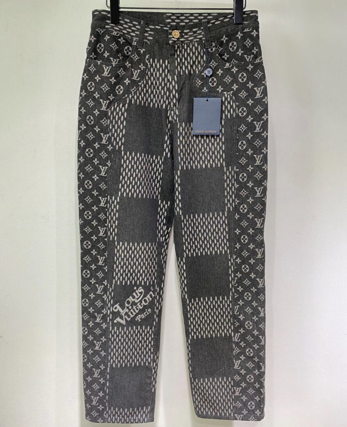 Louis Vuitton GIANT DAMIER WAVES MONOGRAM DENIM Pants – billionairemart