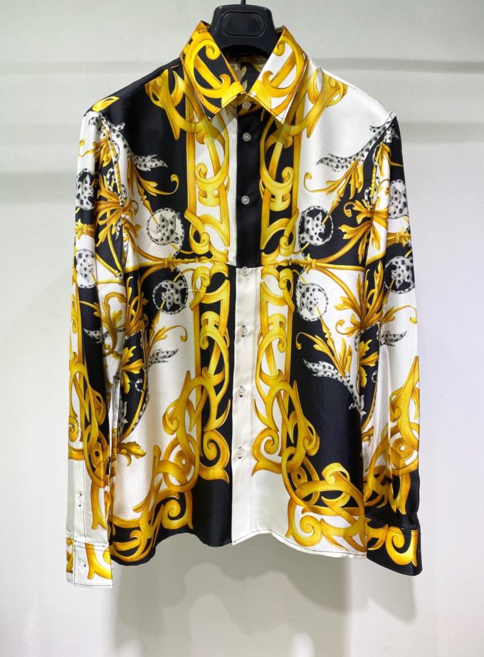 versace barocco acanthus print silk shirt