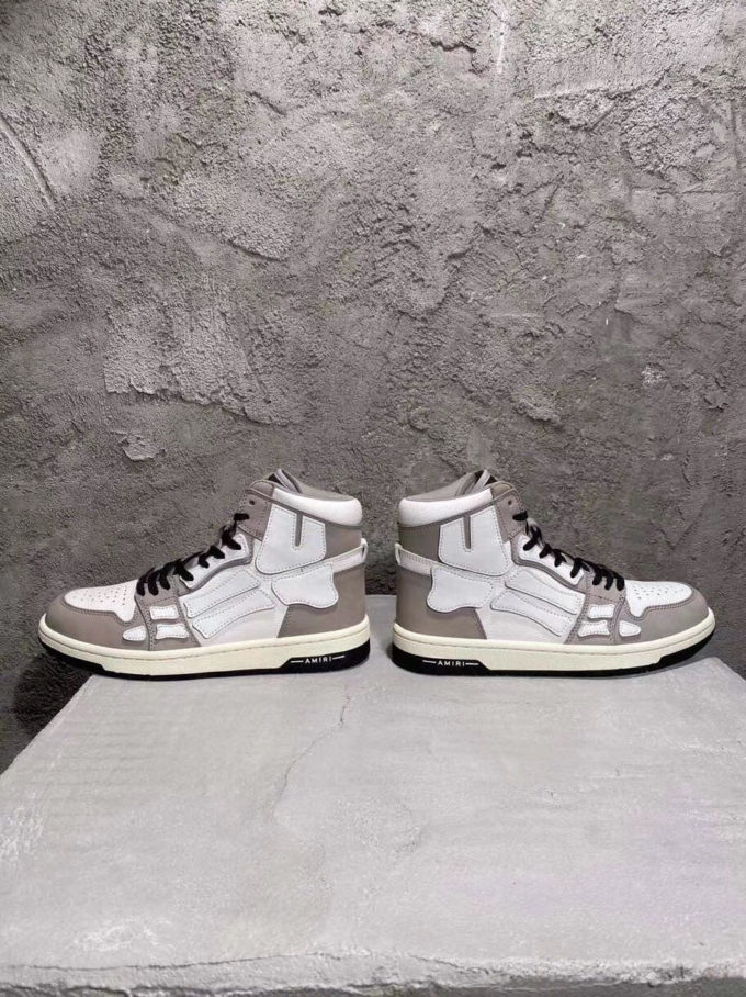 AMIRI Grey & White Skeleton High-Top Sneakers – billionairemart