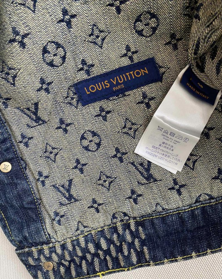 Louis Vuitton GIANT DAMIER WAVES MONOGRAM DENIM JACKET Blue ...