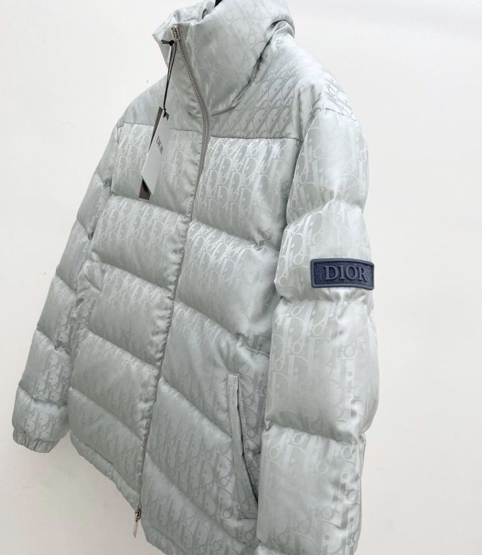 DIOR OBLIQUE DOWN JACKET Gray Technical Fabric – billionairemart