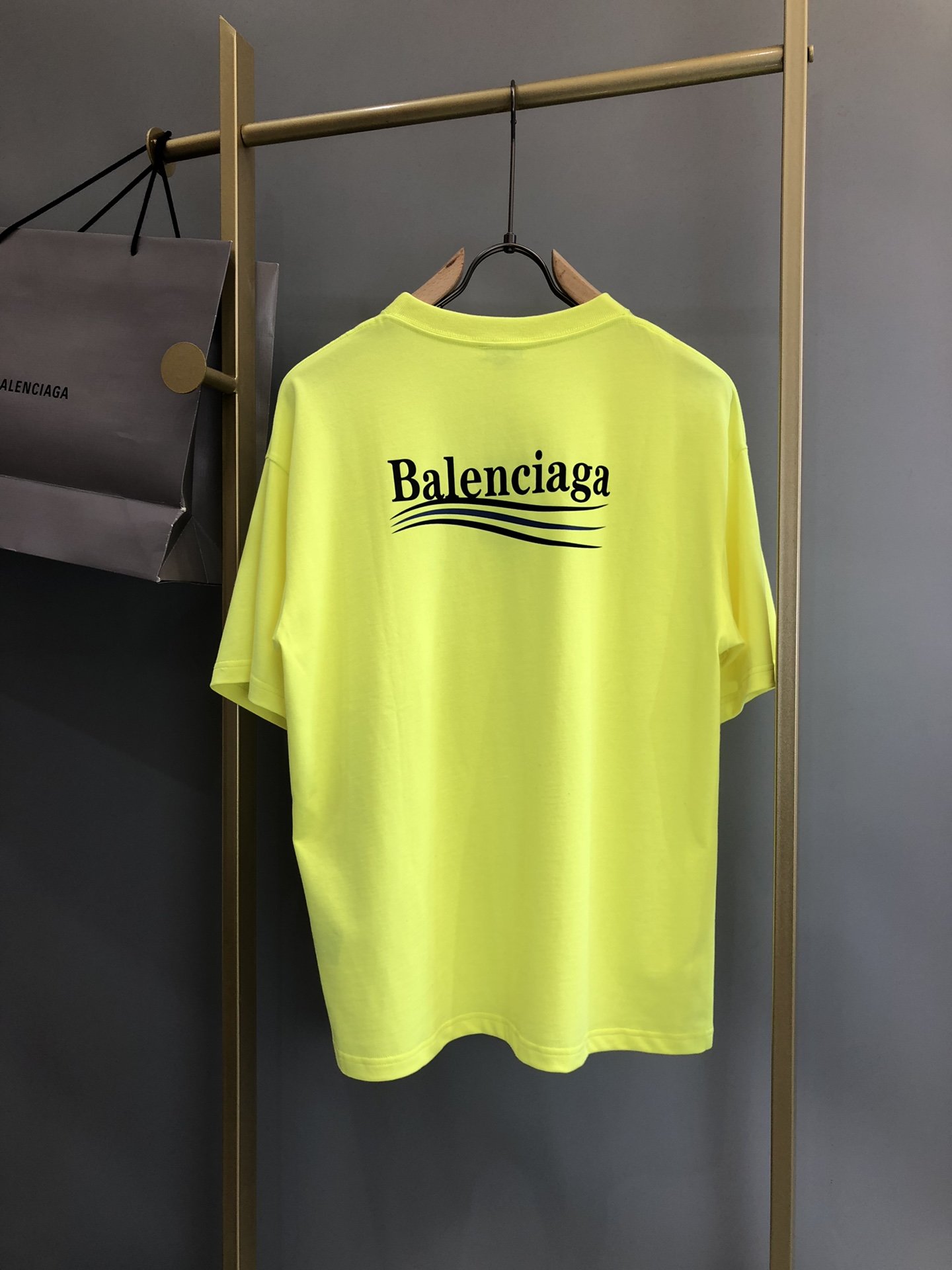Balenciaga Political Campaign large fit neon yellow t-shirt ...