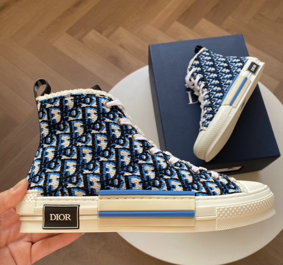 Dior B23 High top Beige black and navy Sneaker – billionairemart