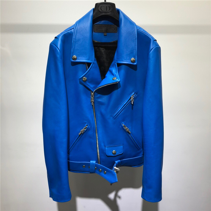 Chrome Hearts Blue Leather Rider Jacket – billionairemart