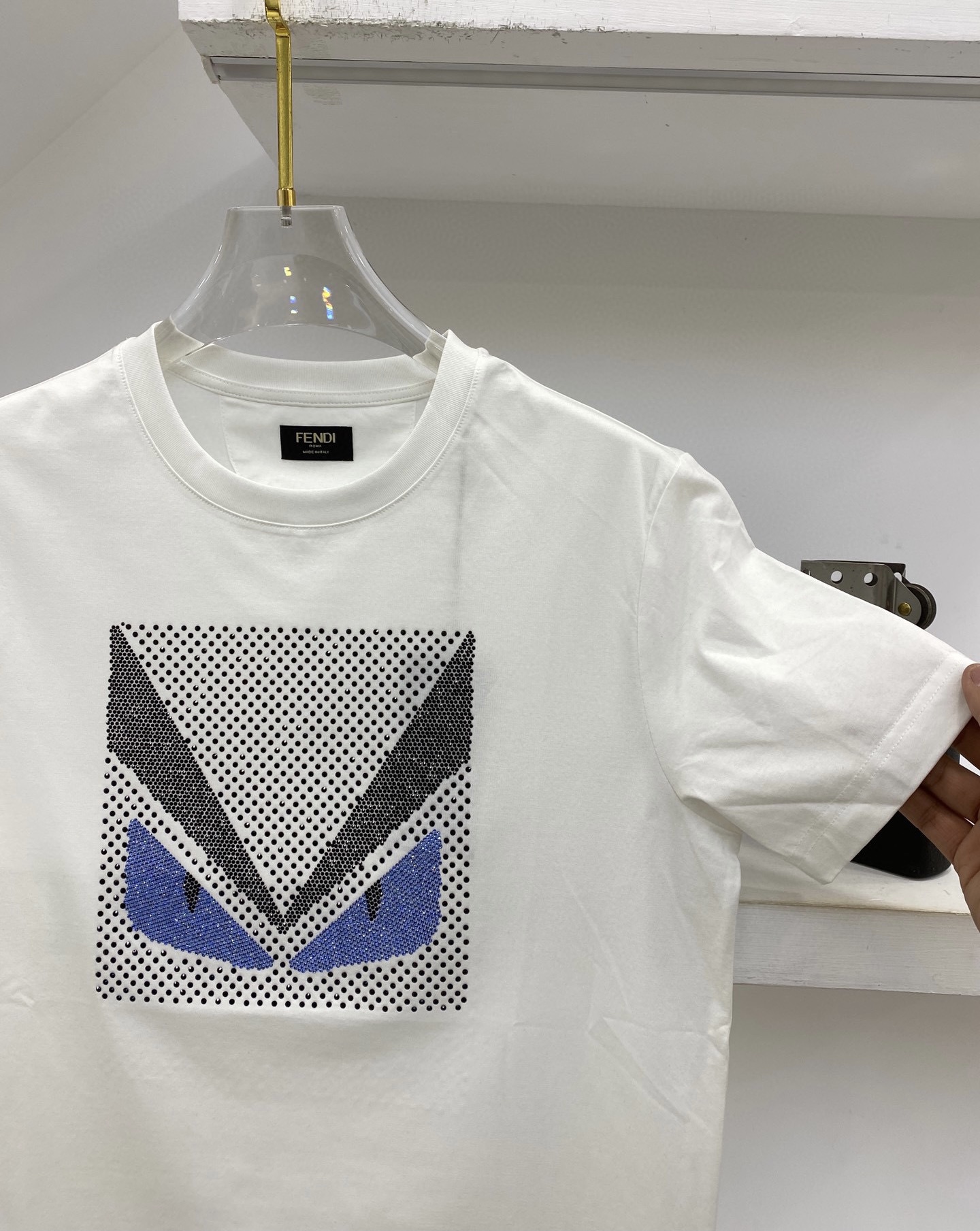 Fendi T-shirt Rhinestones Bag Bugs Eyes – billionairemart