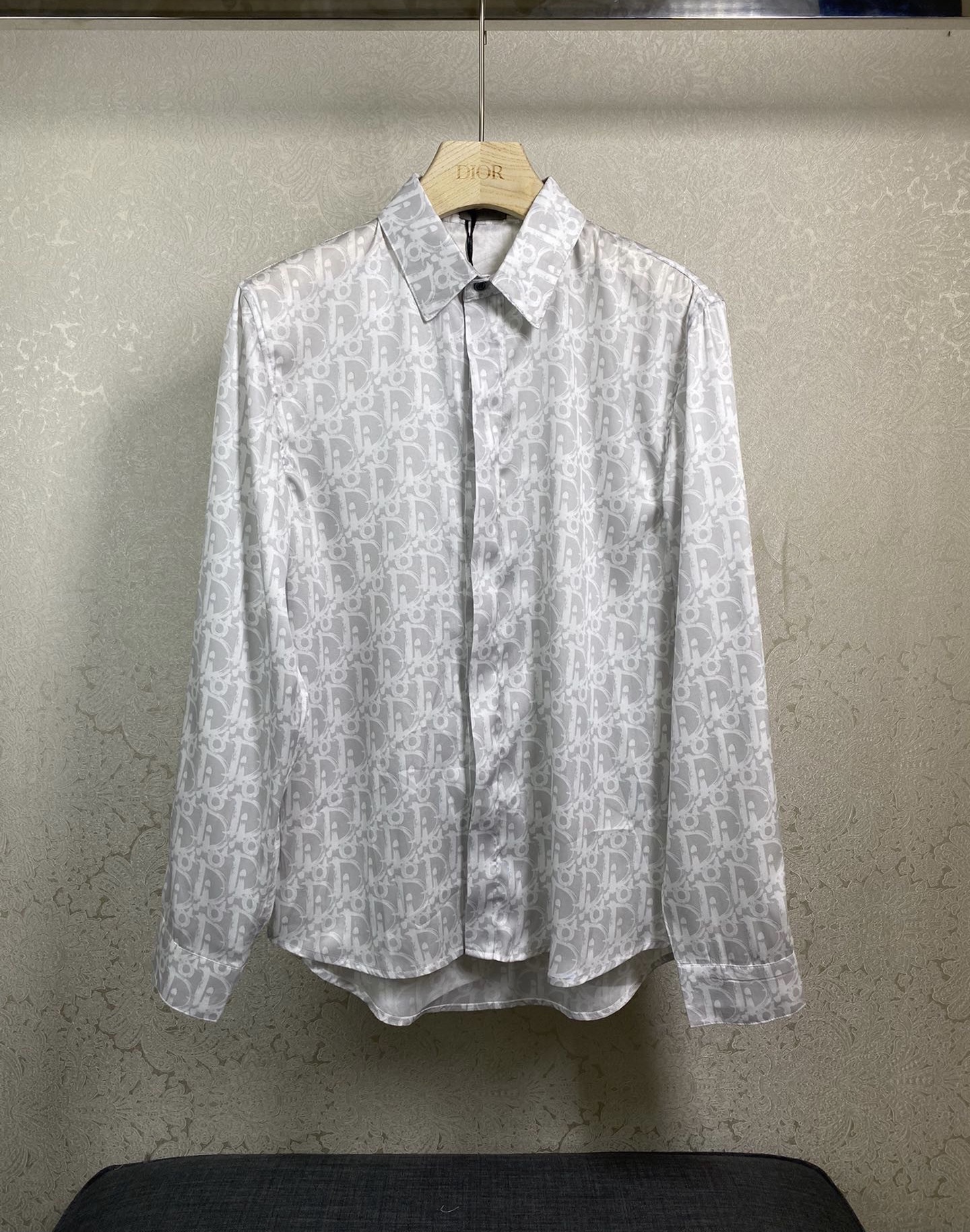 DIOR OBLIQUE Gray Silk Shirt – billionairemart