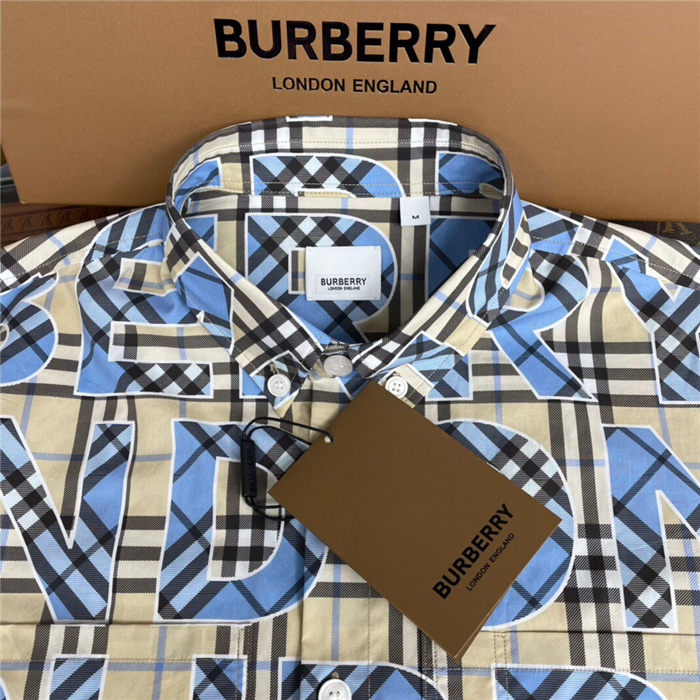 Burberry Short-sleeve Vintage Check Logo Print Cotton Shirt ...