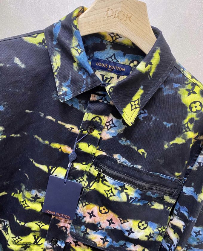 Louis Vuitton PRINTED MONOGRAM TIE-DYE DENIM SHIRT – billionairemart