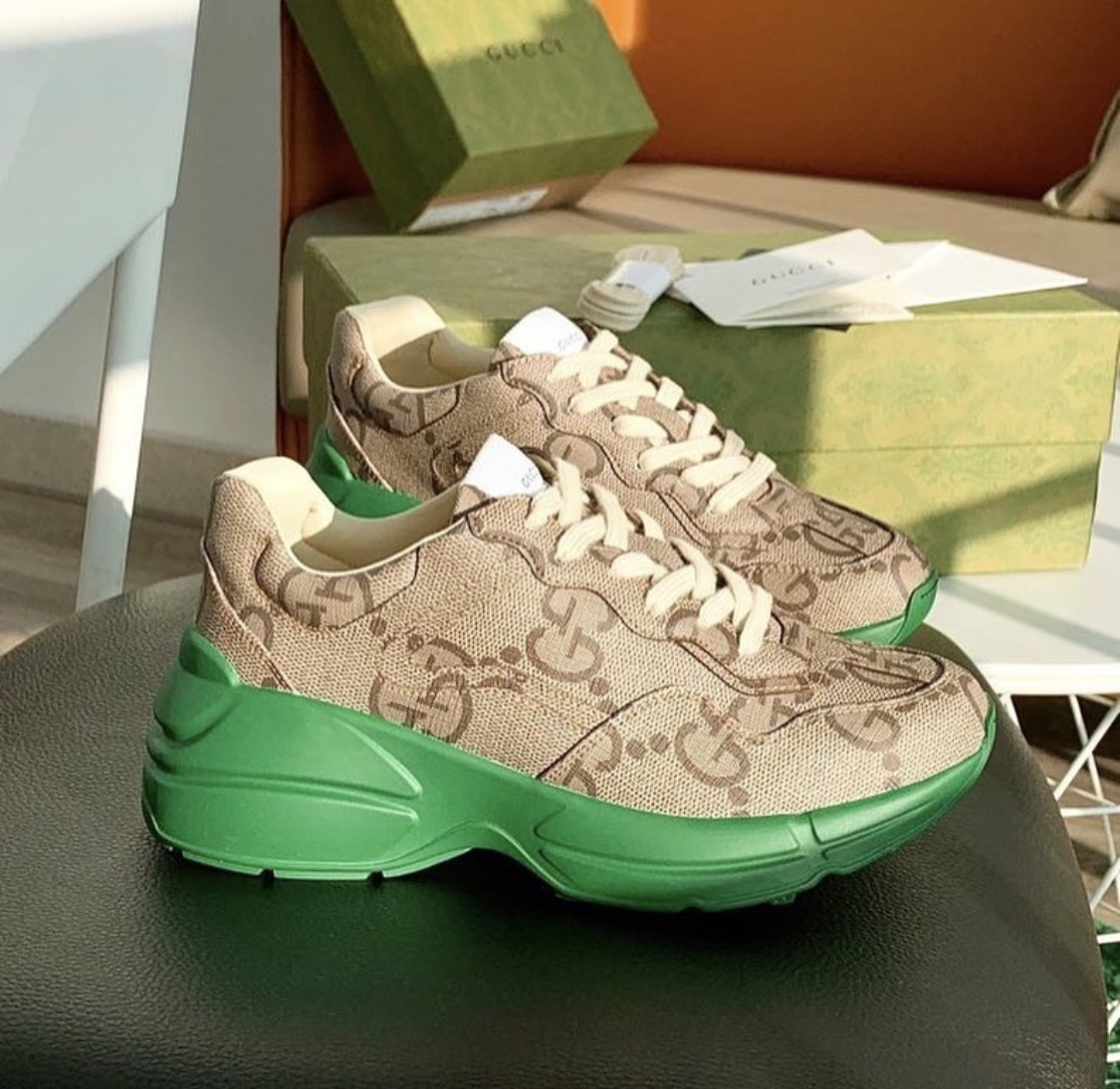 Gucci 100 Rhyton Green Sole Sneaker – billionairemart