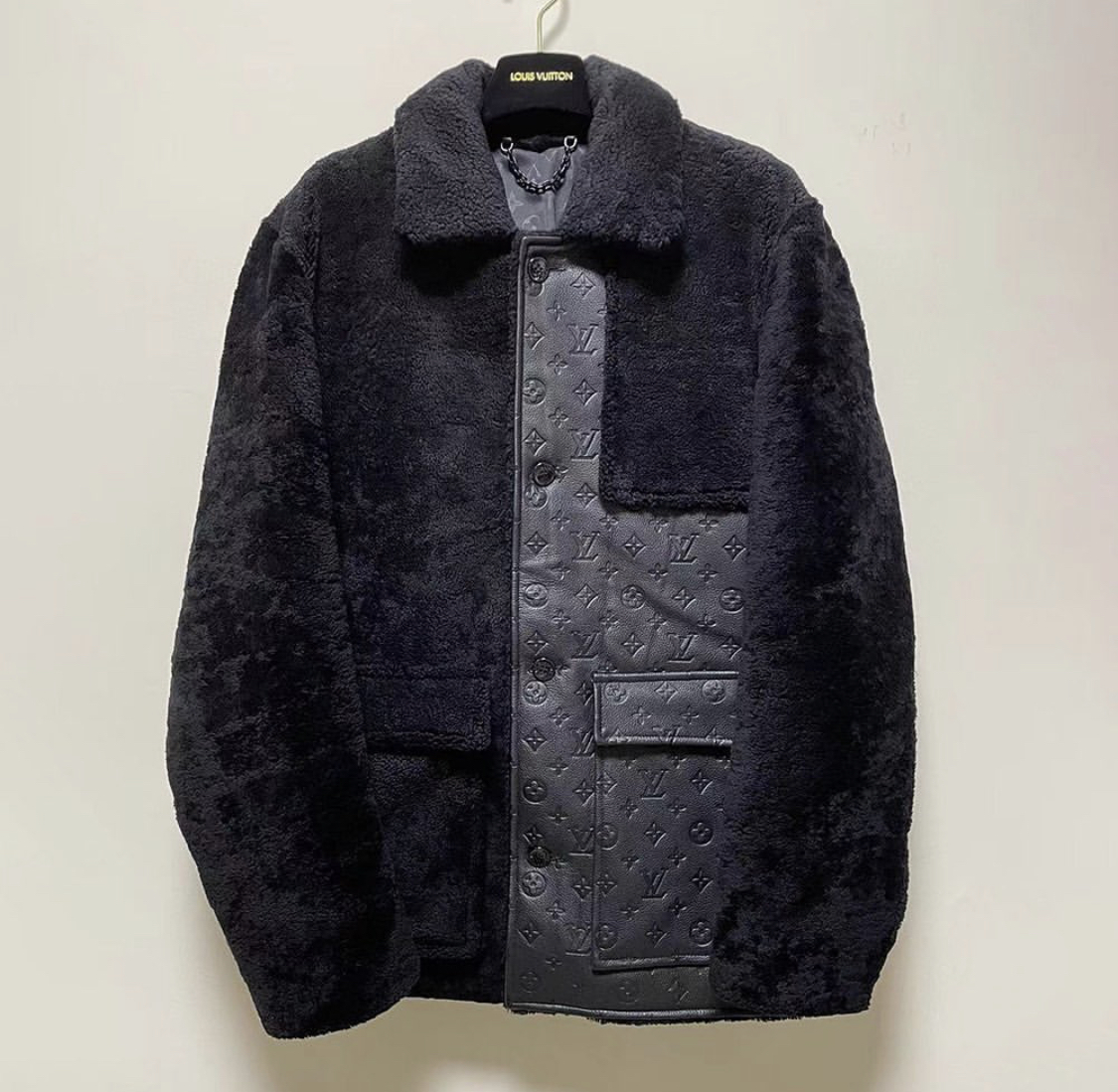 Louis Vuitton Shearling And Monogram Leather Business Coat ...