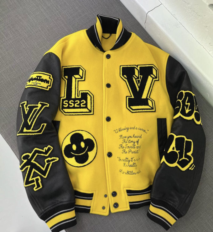 Louis Vuitton Leather Yellow Embroidered Varsity Jacket – billionairemart
