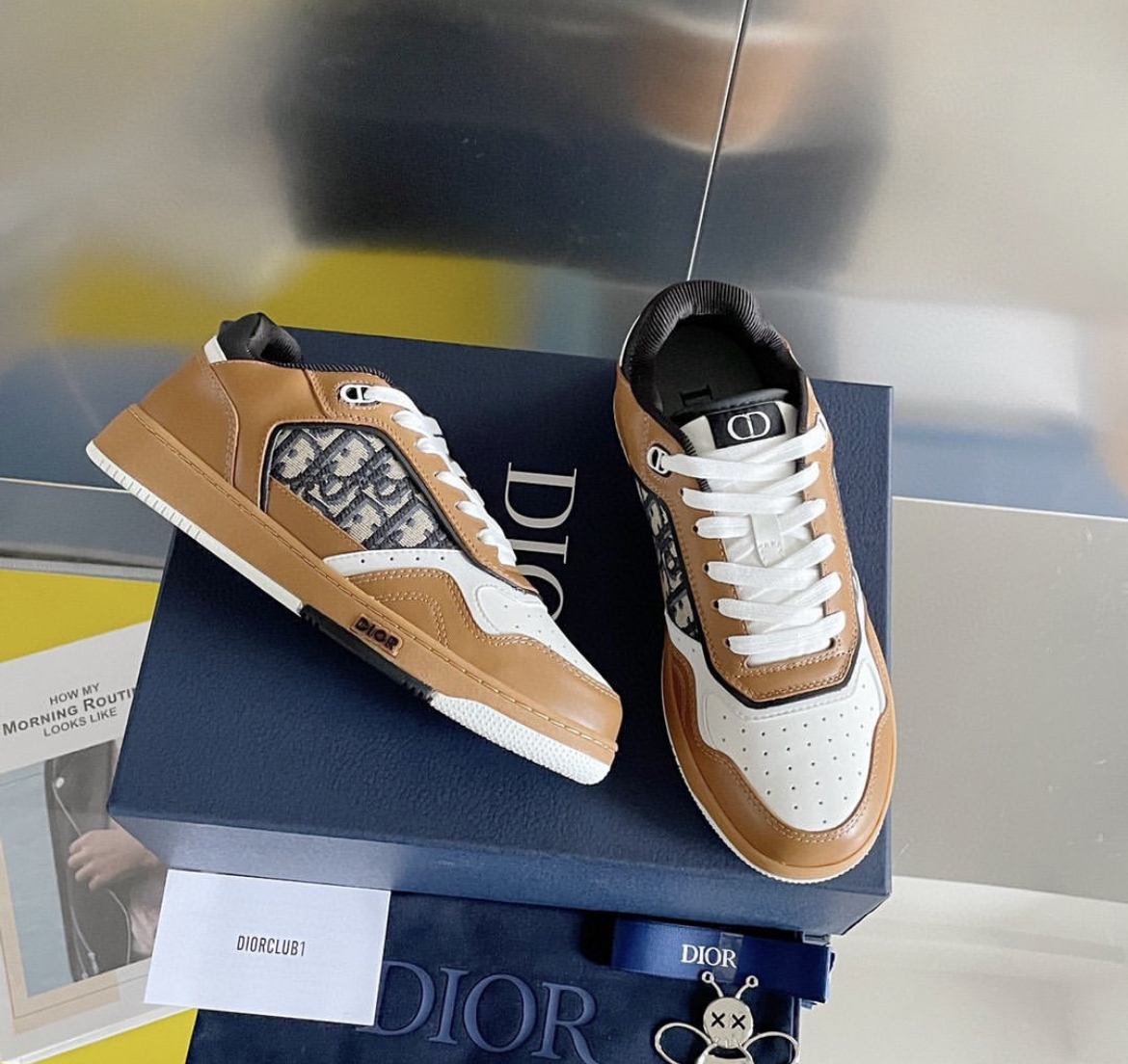 Dior B27 LOW-TOP Coffee Cream and Black Sneaker – billionairemart
