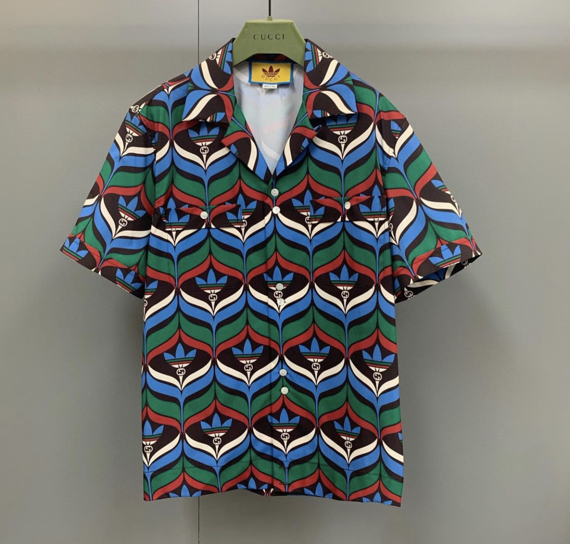 Adidas x Gucci Trefoil print bowling shirt – billionairemart