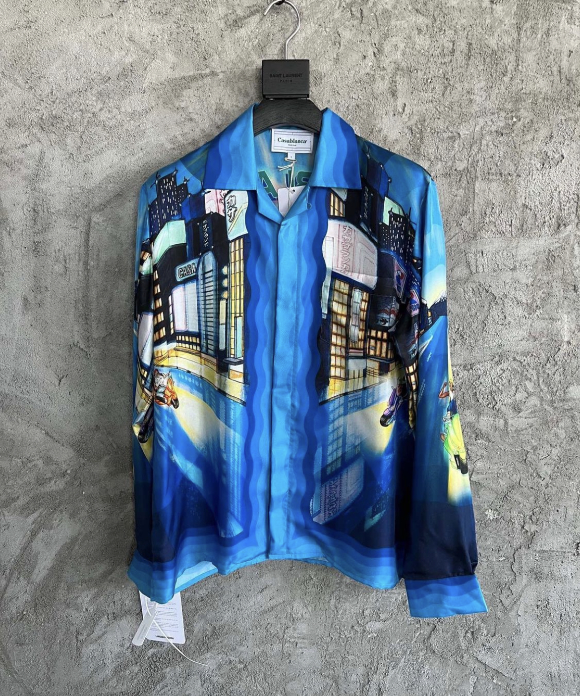 CASABLANCA Men’s Blue Printed Silk Shirt – billionairemart