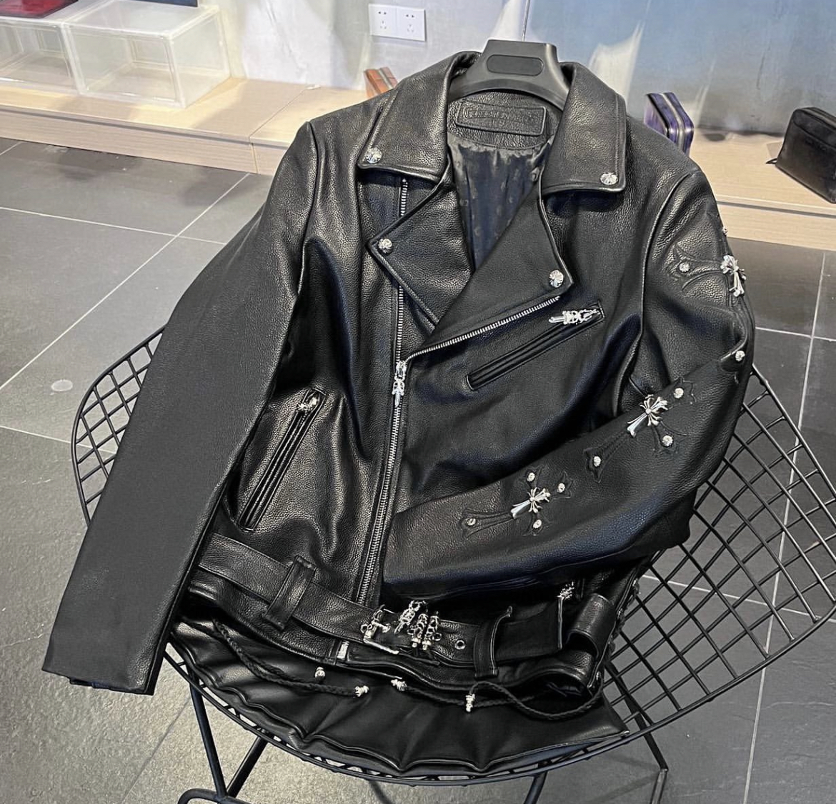 Chrome Hearts Leather Biker Jacket – billionairemart